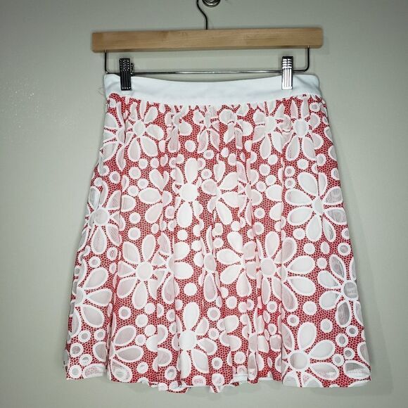 Romeo & Juliet Couture NWT Coral White Floral Skater Mini Skirt Lined - Picture 2 of 9
